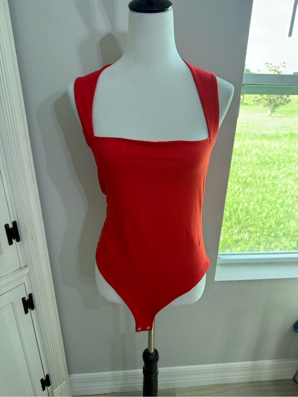Amazon Red Square Neck Bodysuit